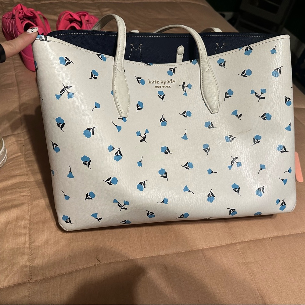 Kate Spade White and Blue Floral Tote